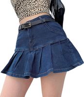 Jupe en jean décontractée pour femme, taille haute, longueur genou, boutonnée, design personnalisé, en coton lavé 100%, collection été - Grande Vente