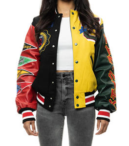 Chaqueta Universitaria de Invierno para Hombre, Estilo Urbano, Cuello Alto, Multicolor, Bordada, Unisex, Ecológica - Product Image 4