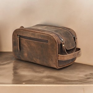 Neceser de Cuero de Capacidad Media, Estilo Clásico Vintage, Cierre de Cremallera, Asa Suave, Kit de Viaje - Product Image 2