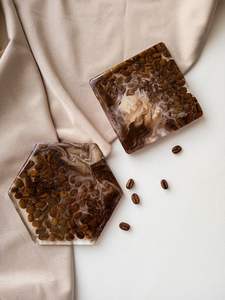 EXPWOOD Ensemble de sous-verres en résine époxy de qualité avec effet océanique Dessous de verre ronds et carrés décoratifs en résine époxy par Craftsy Home - Product Image 2