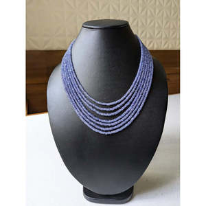 Collar de Moda para Mujer con Cuentas de Tanzanita Facetadas de 7 Capas, 3-4.5mm, 16 Pulgadas, 393 Quilates - Product Image 1