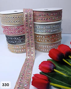 Tela de encaje bordado nupcial para hacer vestidos de novia Encaje bordado de estilo africano con piedras Colección de ropa de fiesta - Product Image 6