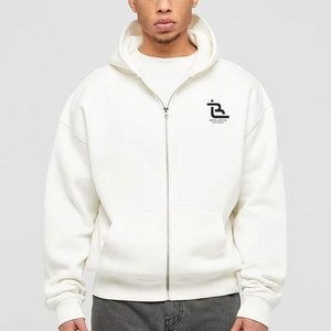 Sudadera con capucha de alta calidad, extragrande, con cremallera, logotipo personalizado en color, forro polar suave, estilo casual urbano - Product Image 1