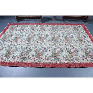 Alfombra Turca Grande de 6x9.3 pies, Alfombra Vintage con Estampado Animal Rojo - Product Image 3