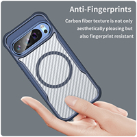 Nueva Funda Trasera Magnética Antigolpes de TPU+PC con Diseño de Armadura Semitransparente de Fibra de Carbono Cepillada y Marco Metálico para Lente Estéreo