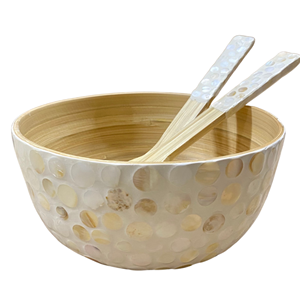 Cuenco para fregona al mejor precio barato, cuenco para servir de bambú hilado con fregona, ensaladera con incrustaciones, utensilios de cocina al por mayor de estilo americano de Vietnam - Product Image 1