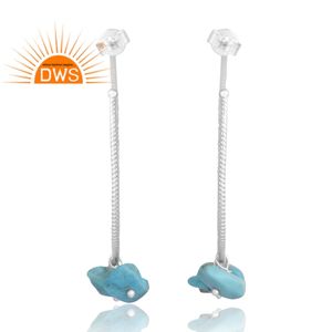 Design élégant 925 argent Sterling naturel Arizona Turquoise pierres précieuses boucle d'oreille conception personnalisée bijoux pour femmes cadeau pour elle - Product Image 2