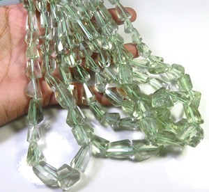 Améthyste verte Pierres précieuses en vrac 10-18mm Perles de pépite naturelles 16 "Strand Irregular Faceted Cut Top Grade Certified - Product Image 2