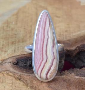 Anillo de piedras preciosas en forma de pera de Plata de Ley 925 Rodocrosita Rosa Natural, joyería hecha a mano, regalo de Navidad, tamaño ajustable - Product Image 2