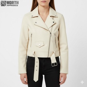 Veste en cuir pour femme, de qualité supérieure, en cuir véritable, tricotée, décontractée, taille adulte, personnalisable - Product Image 1