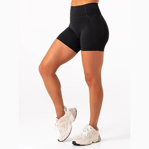 Pantalones cortos de gimnasio de cintura alta personalizados para mujer con bolsillos para teléfono Levantamiento de glúteos Fitness Entrenamiento Ropa de yoga Patrón decorado - Product Image 2