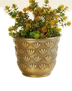 室外室内圆形金属黄铜仿古花盆花园花盆金属巨型花盆高品质