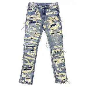 High Street Straight Leg Men Plus Size Skinny Star Print Pants Style Brand Men's Jeans