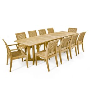 Ensemble de salle à manger en teck pour chaise 10 avec bois de teck - Product Image 1