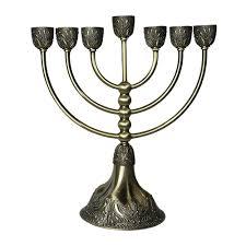 menorah kit Stylish Brass Menorah Candle Holder Jewish Hanukkah <b>Lamp</b> Decorative Candle Stand Elegant Home Accent - Product Image 2