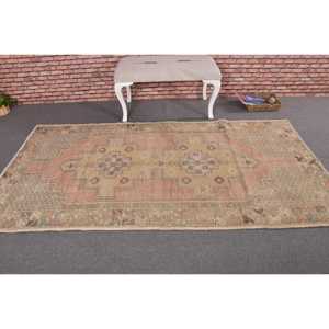 Tapis turc 4x8 pieds, tapis vintage, tapis à bordures brunes - Product Image 3