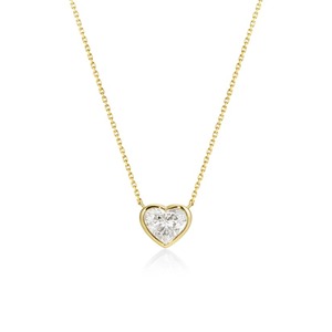 สร้อยคอรูปหัวใจคลาสสิก ประดับเพชรแล็บโกรว์ 1.00 กะรัต D-F VVS1-VS2 ทองคำ 14K และ 18K สีเหลืองทอง สำหรับใส่ทุกวัน ของขวัญวันครบรอบ - Product Image 1