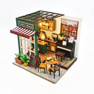 2024 Hongda PC2311คาเฟ่ยามบ่ายชุดบ้านตุ๊กตาไม้ DIY บ้านตุ๊กตาจิ๋วพร้อมไฟ - Product Image 1