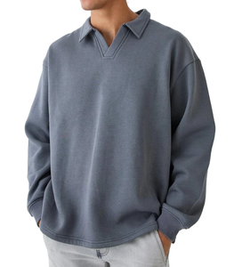 Wholesale Clothing OEM Factory High Quality Long Sleeve Polo Oversize Uniform Jersey Men Basics Sweatshirts 2026 Hip Hop Shirts - Product Image 2