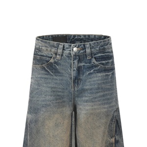 Personnalisé Hommes Vintage Droite Été Enzyme Lavé Stonewashed Denim Détresse Respirant Séchage Rapide Hip Hop Streetwear - Product Image 3