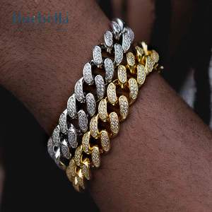 Pulsera de eslabones cubanos chapada en oro blanco de 18K de Plata de Ley 925 de 13mm para mujer - Product Image 1