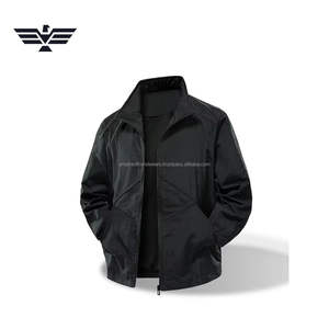 Veste coupe-vent pour homme avec logo personnalisé sur le devant, col montant, fine, légère, en toile, fermeture éclair, décontractée, coupe-vent, XS - Product Image 2