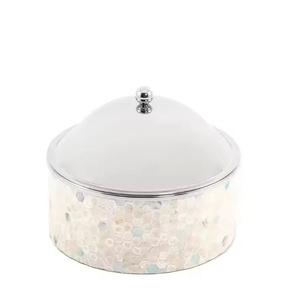 Encantadora olla caliente calentadora de alimentos de nácar con marco de madera tapa martillada para servir alimentos de alta gama para uso en interiores y exteriores - Product Image 1