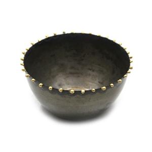 Vente en gros de bol à fleurs en fer noir vieilli pour mariage hôtels cuisine service fruits bordure or antique matériau noir - Product Image 1