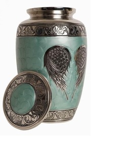 Fairy Feather Embossed American Style Adult Ashes Metal Funeral Memorial <b>Large</b> Handcrafted Funeral Memorial Cremation <b>Urns</b> - Product Image 1