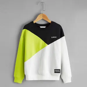 Trendy New Fancy Crew-Neck Sweatshirts For Boys / Wholesale Price Color Block Long Sleeve Customize Kids Sweatshirt