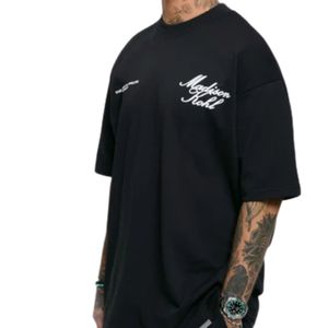 Time Flies T-shirt surdimensionné noir 300 GSM coton maillot mi-poids coupe décontractée Boxy épaule tombante col côtelé luxe Streetwear - Product Image 6