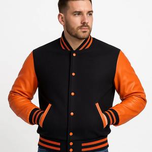 Blouson Bomber Universitaire Personnalisé Unisexe Camouflage Imperméable Coupe-Vent Manches en Cuir Couture de Haute Qualité OEM - Product Image 2