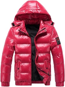 2025 taux de gros noël hommes bulle vestes veste d'hiver Streetwear doudoune pour couleur unie manteau hommes à capuche bouffant - Product Image 2