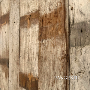 แผ่นผนังไม้สักรีไซเคิล ผิวผุกร่อน แผ่นไม้เนื้อแข็งสำหรับตกแต่งผนังภายในสไตล์เรียบง่าย - Product Image 2