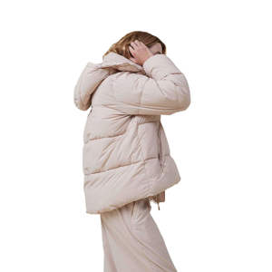 Chaquetas Acolchadas Cortas de Burbuja Personalizadas para Mujer, Otoño Invierno, Cuero Genuino, Impermeables, Transpirables, con Capucha, Talla Grande, Cierre de Cremallera - Product Image 4