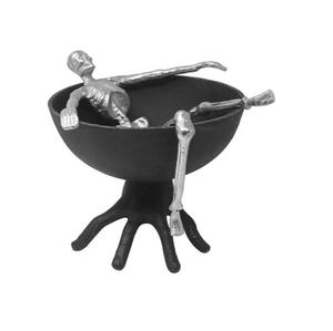 Modern Gothic Skeleton Kneeling with Raised <b>Serving</b> <b>Dish</b> Candy Bowl for Macabre Ritual Party Wedding Centerpiece. - Product Image 5