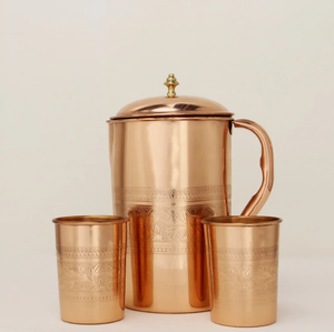 Pichet et verre de gravure en métal de cuivre de haute qualité avec logo personnalisé disponible pour un usage domestique d'hôtel de restaurant - Product Image 5