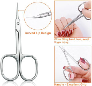 Tijeras para cutículas de uñas con punta puntiaguda de acero inoxidable, herramientas de maquillaje de cejas para manicura y belleza - Product Image 3