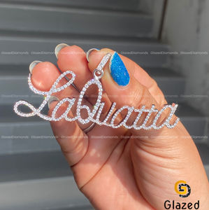 Nouveau Modish entièrement glacé personnalisé lettre Hip Hop pendentif rond brillant laboratoire cultivé VVs clarté pendentif en argent Sterling 925 - Product Image 1