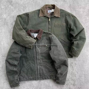 เสื้อแจ็คเก็ตผู้ชายแบบปรับแต่งได้ OEM สไตล์ดีทรอยต์ วินเทจ กันลม กันหนาว ผ้าแคนวาส ทรงทรัคเกอร์ ซิปหน้า เหมาะสำหรับกิจกรรมกลางแจ้งและทำงาน - Product Image 2