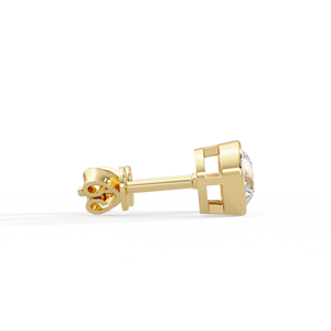 Minimalist Round Cut Lab Grown Diamond Bezel Set Stud <b>Earrings</b> 14K Solid Gold Screw <b>Back</b> <b>Earrings</b> Custom jewelry Manufacturer - Product Image 5
