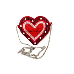 Heart Shape Beaded Valentine's Day Coin <b>Purse</b> <b>Small</b> Durable Fashion Handmade Multi-Purpose Zipper Closure Festive Designs - Product Image 6