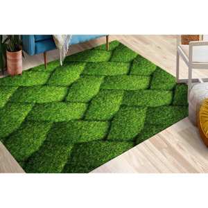 Tapis en herbe verte imprimé - Tapis tendance, adapté aux animaux domestiques, lavable en machine, tapis doux non tissé - Product Image 1
