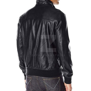 Top Selling Men's <b>Winter</b> <b>Leather</b> <b>Jacket</b> Stand Collar Front Logo Waterproof Breathable Lightweight Unique Design - Product Image 6