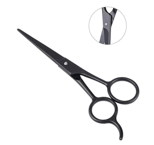 Ciseaux de coiffure rose or pour coiffeur Ciseaux d'isolement droits et pointus en aluminium noir à prise plate en acier inoxydable - Product Image 6