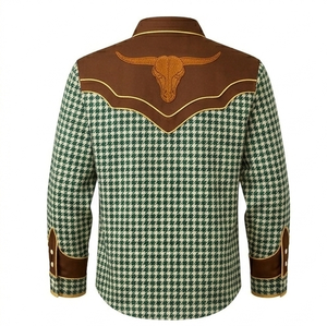 Camisa Vaquera Occidental Unisex Personalizada OEM, Estilo Vintage, Corte Ajustado, con Ribete en Contraste, Manga Larga, Bordada, Estilo Rodeo - Product Image 4