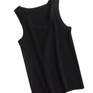 Col en v tricot débardeur 2025 été mince haut pour femme femme court femme Sexy solide décontracté sans manches t-shirt haut - Product Image 1