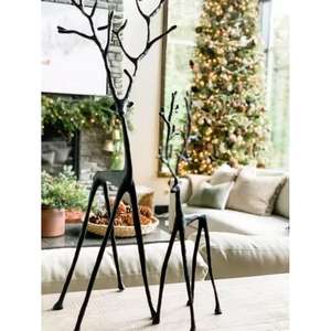 Ensemble de rennes antiques artisanat en métal renne fait à la main avec grande sculpture décorative en bois de cerf pour fournitures de noël - Product Image 3