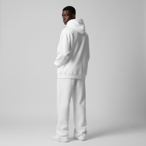 Ensemble de survêtement vintage blanc uni de haute qualité en 2 pièces, sweat-shirt à capuche et pantalon de survêtement, survêtement de sport ample, surdimensionné, 100% coton, personnalisé - Product Image 5