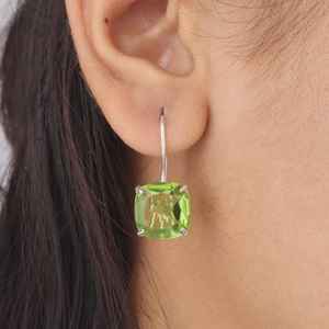 Boucles d'oreilles pendantes en péridot faites à la main, taille coussin, argent sterling, pierre de naissance d'août, bijoux pour femmes, cadeau - Product Image 4